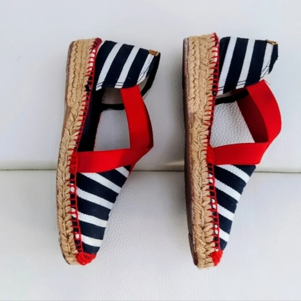 Toni Ponds Tarbes Mariner Espadrilles Blew/White Canvas Slinback Sz 37/6